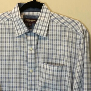 Johnston & Murphy Blue and White Long Sleeve Shirt